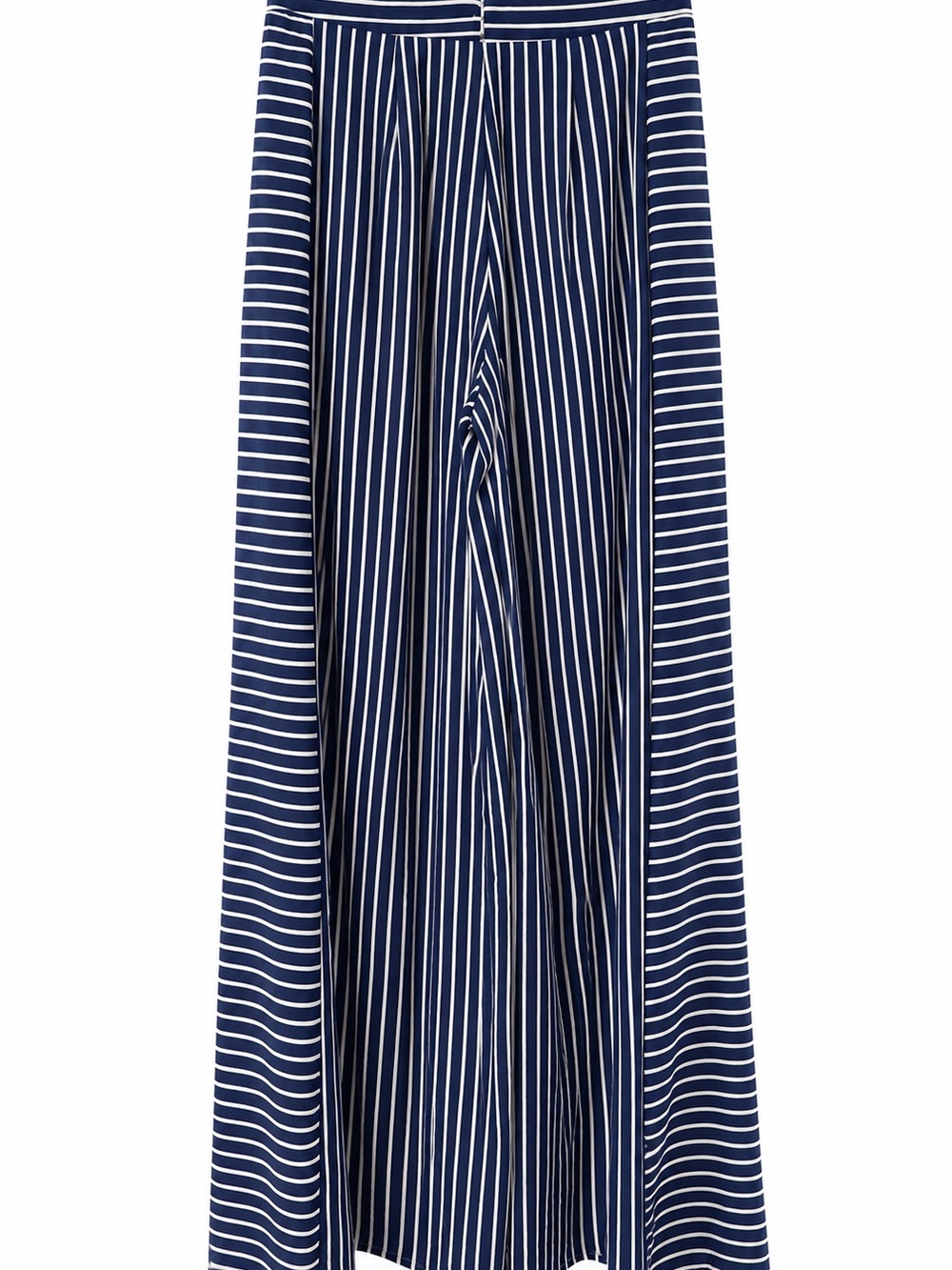 Lulus  Navy White Stripe Wide Leg Pants High Rise Side Slit Linen Blend Resort